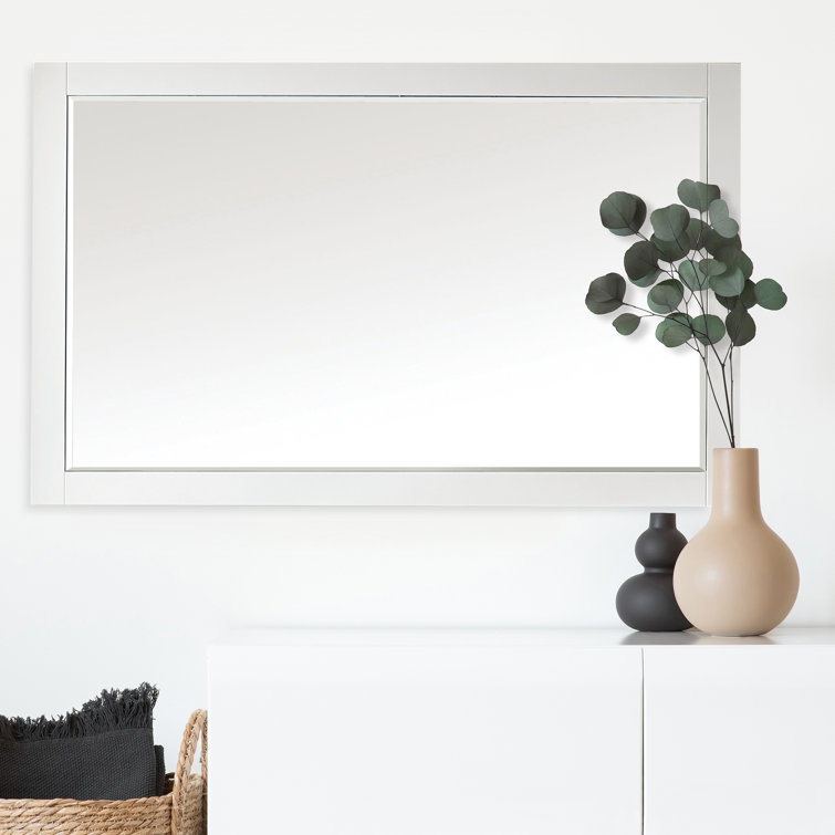 Maribella 36" Rectangular Wood Framed Bathroom Vanity Mirror in Silver
