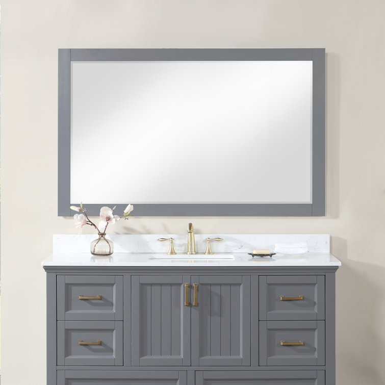 Elegant Ivy 48" Gray Wood Framed Rectangular Bathroom Mirror