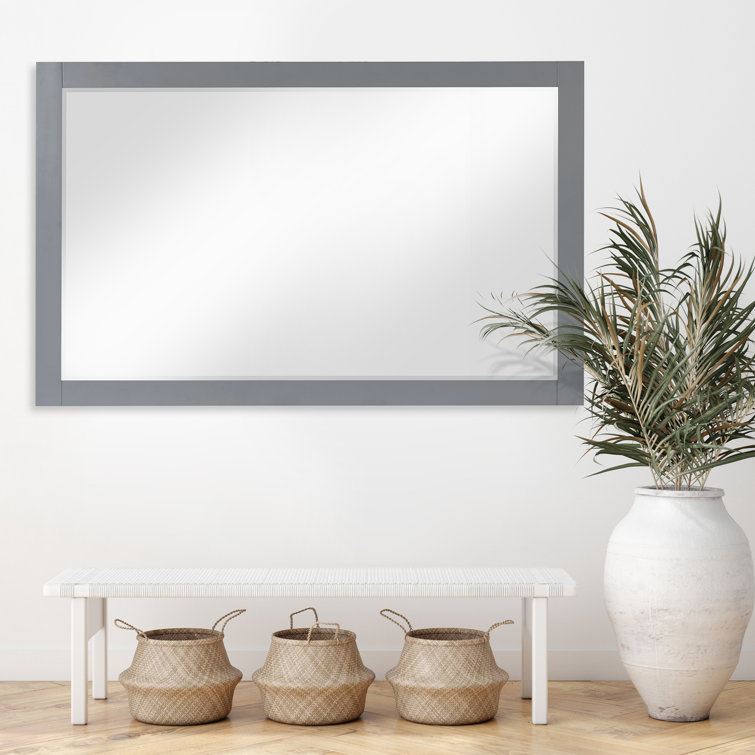 Ivy 24" Gray Wood Rectangular Bathroom Wall Mirror