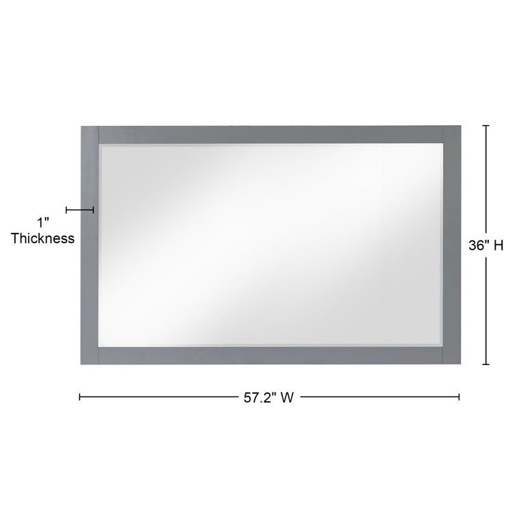Ivy 24" Gray Wood Rectangular Bathroom Wall Mirror