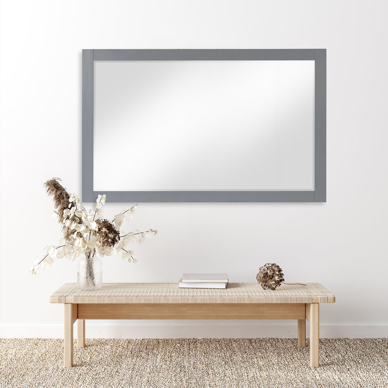 Ivy 24" Gray Wood Rectangular Bathroom Wall Mirror