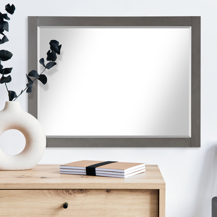 Ivy 48" Rectangular Dark Wood Bathroom Wall Mirror