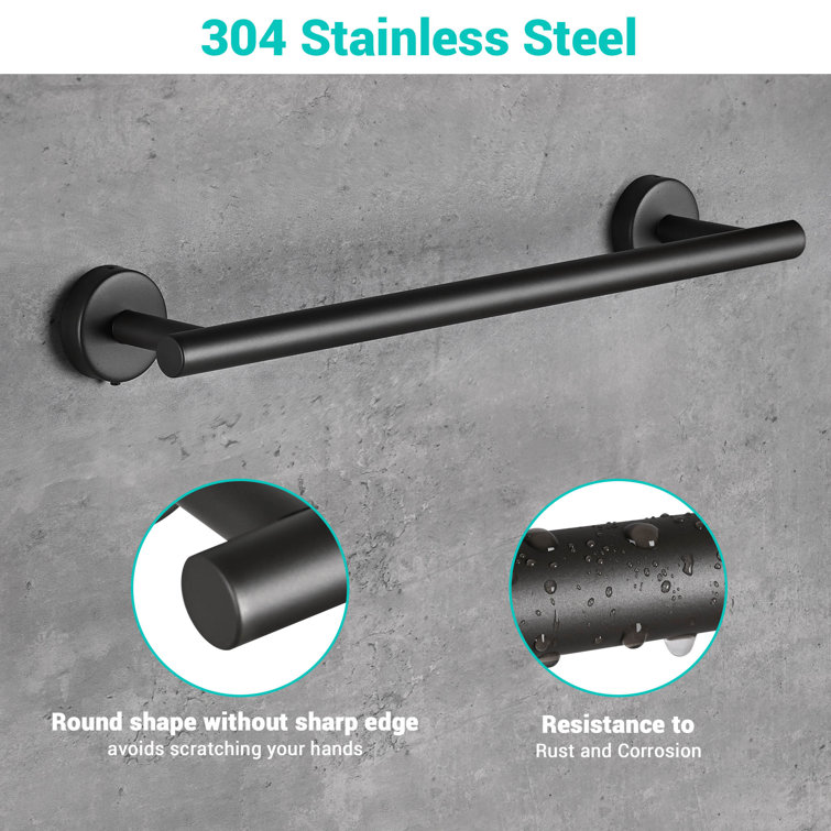 Gray Metal 5-Piece Bathroom Hardware Set with Towel Bar