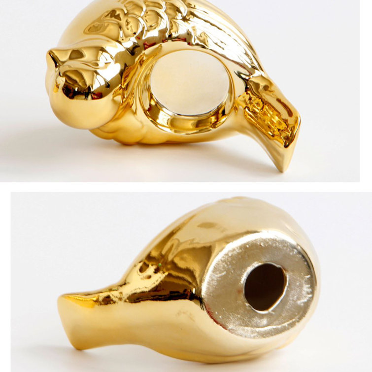 Golden Ceramic Bird Shaped Candlestick Candleholder