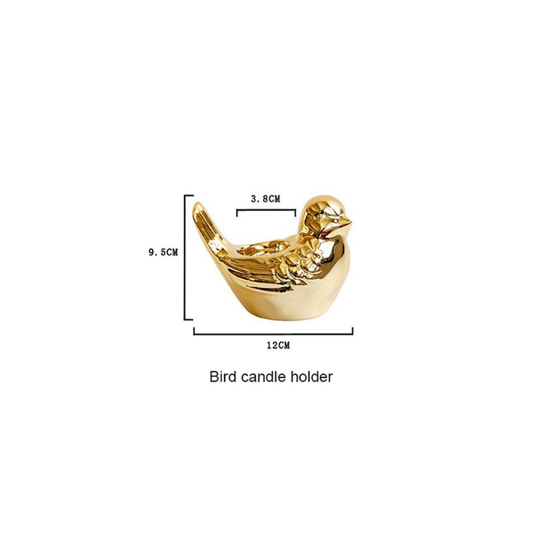 Golden Ceramic Bird Shaped Candlestick Candleholder