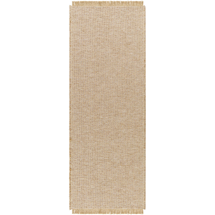 Kimi Light Brown Textured Polypropylene and Jute Runner Rug