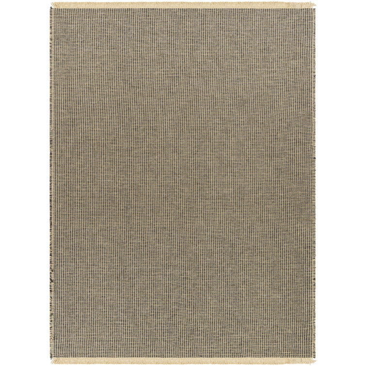 Kimi Black and Natural Flat Woven Rectangular Rug