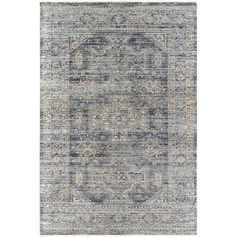 Elegant Gray Synthetic 9' x 13'1" Easy-Care Area Rug