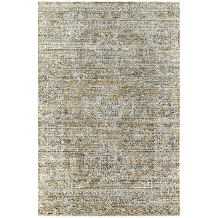 Margaret Gray and Taupe Synthetic Washable Rectangular Area Rug