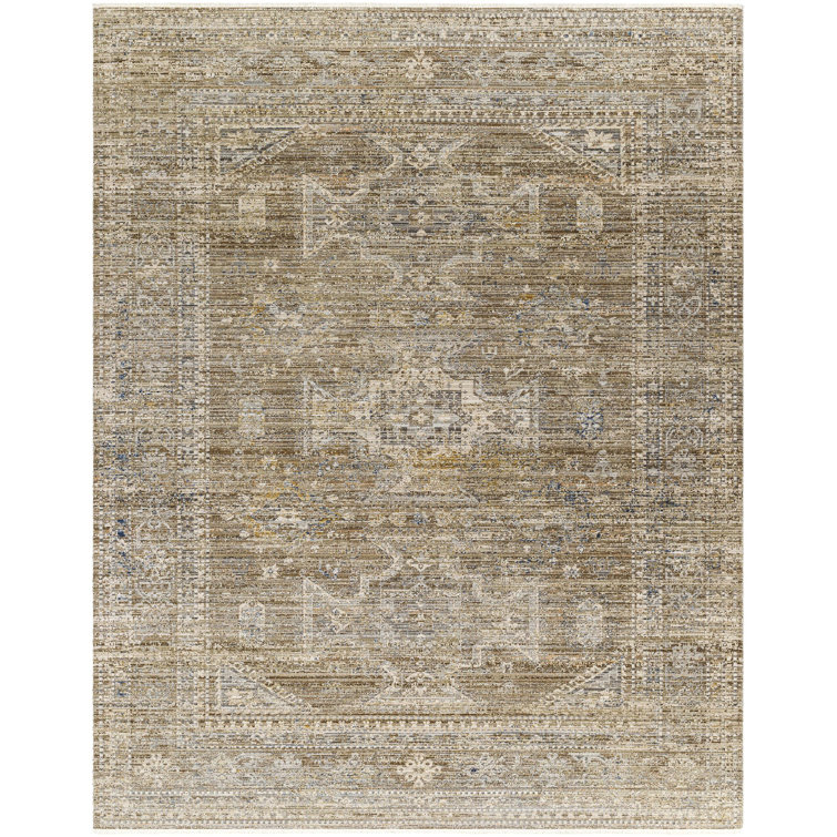 Margaret Gray and Taupe Synthetic Washable Rectangular Area Rug