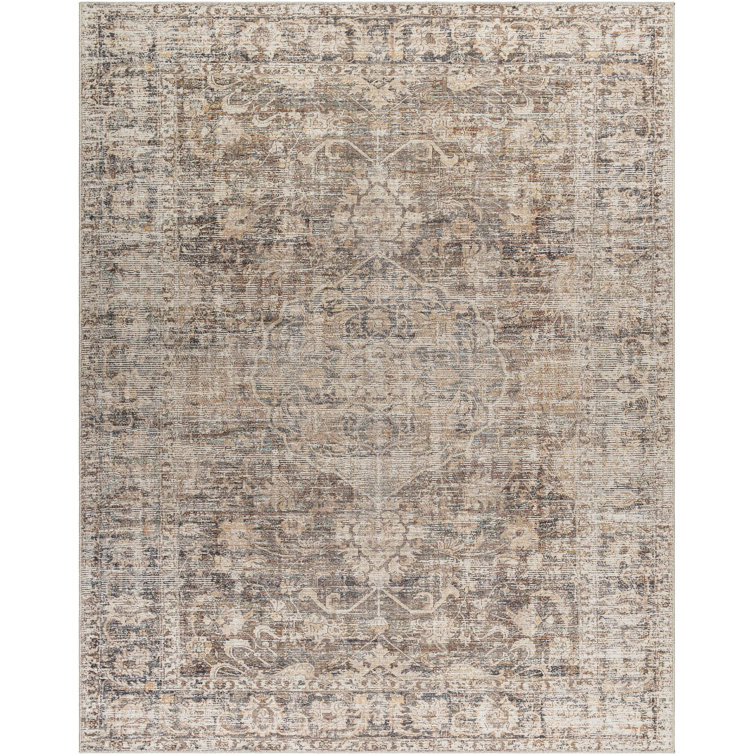 Marlene Vintage Medallion Black Synthetic Area Rug 5'2" x 7'