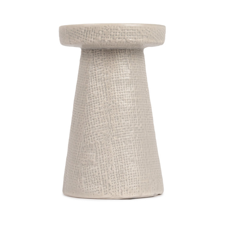 Gray Ceramic Textured Tabletop Candlestick Set
