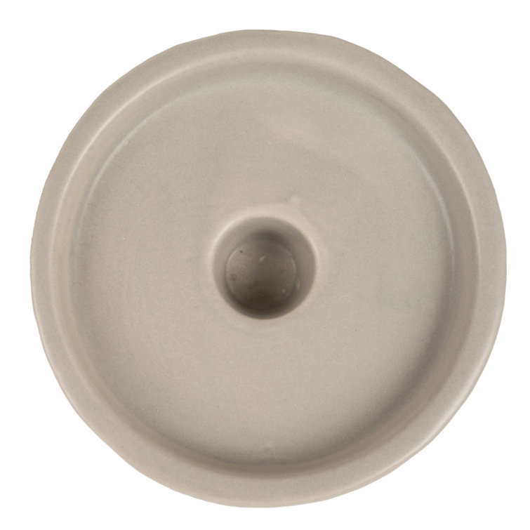 Gray Ceramic Textured Tabletop Candlestick Set