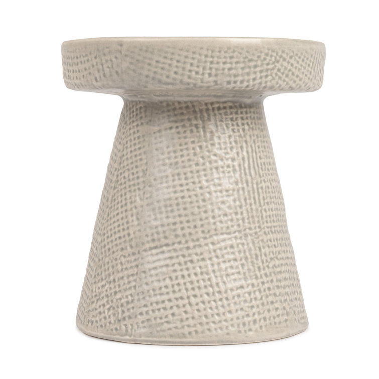Gray Ceramic Textured Tabletop Candlestick Set