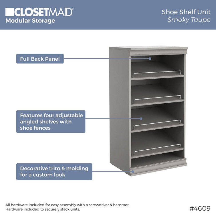 Taupe Modular Stackable Shoe Shelf with Metal Accents