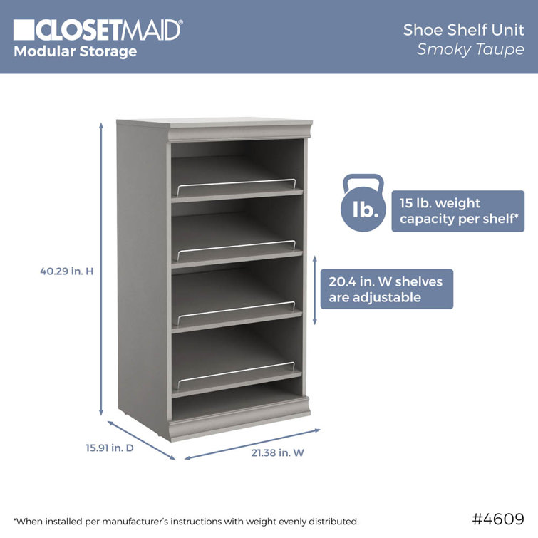 Taupe Modular Stackable Shoe Shelf with Metal Accents
