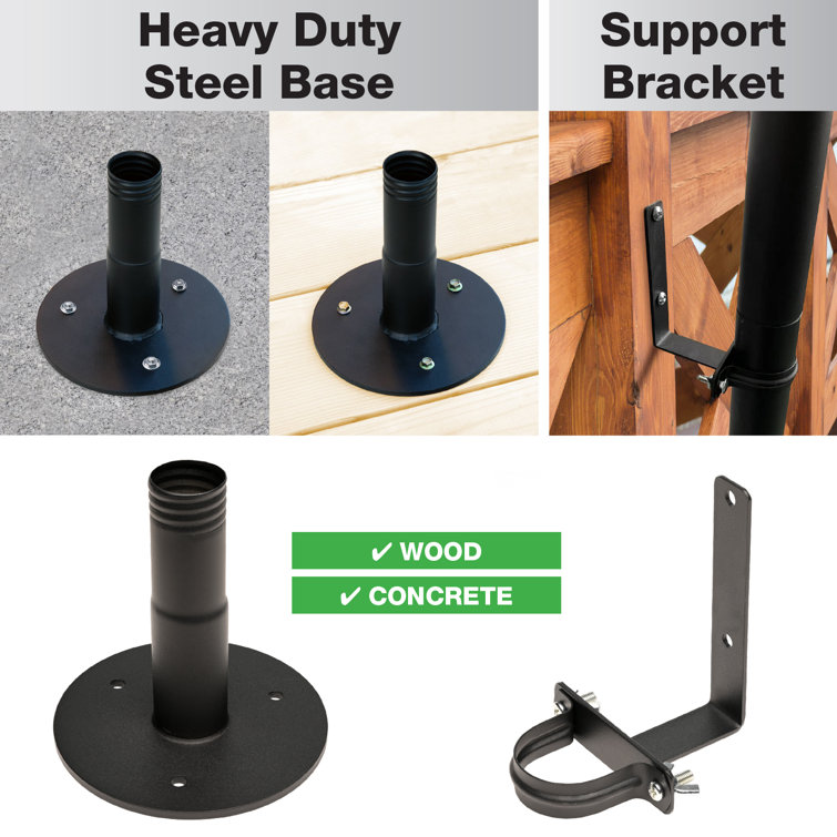 Black Steel 10-Foot String Light Poles Multipack for Deck Mount