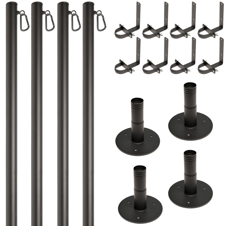 Black Steel 10-Foot String Light Poles Multipack for Deck Mount