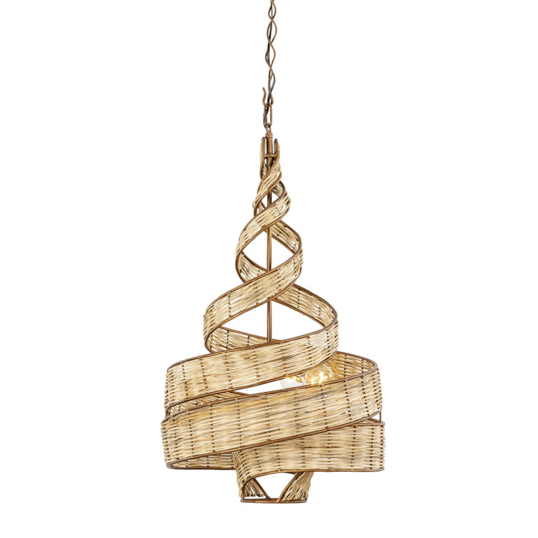 Flow 27" Baguette Hand-Forged Rattan Twist Pendant Light