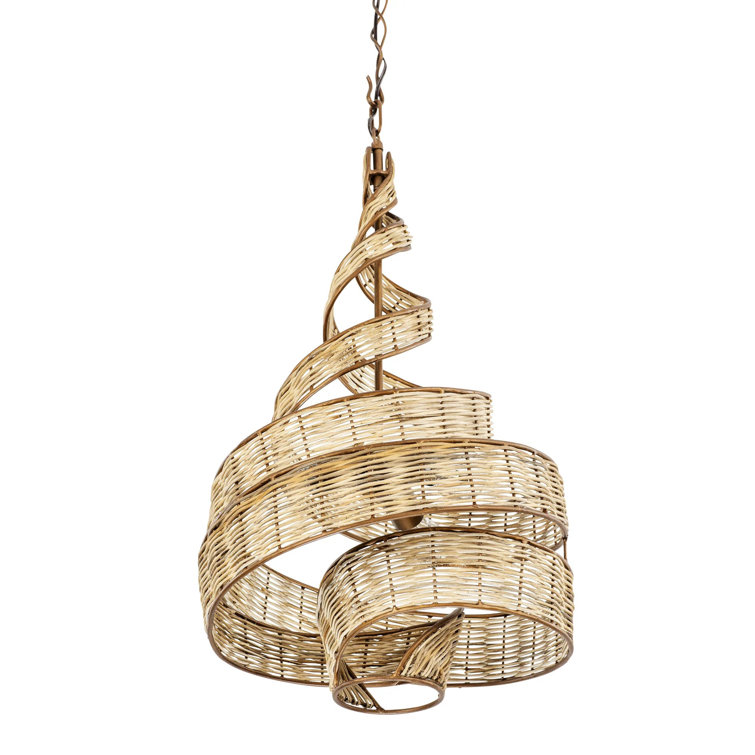 Flow 27" Baguette Hand-Forged Rattan Twist Pendant Light