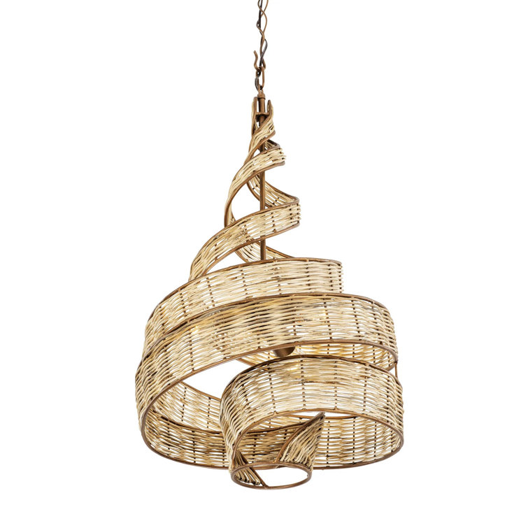 Flow 27" Baguette Hand-Forged Rattan Twist Pendant Light