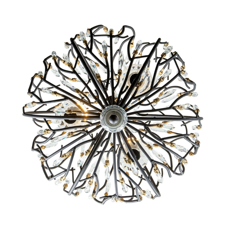 Bask 25" Matte Black and Gold Crystal Pendant Light
