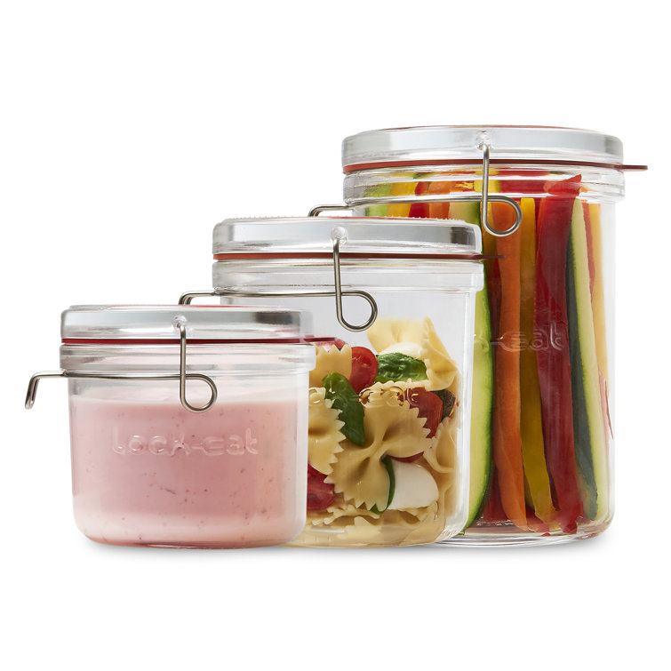 Clear Glass Airtight Canning Jar Set with Stainless Steel Clamp