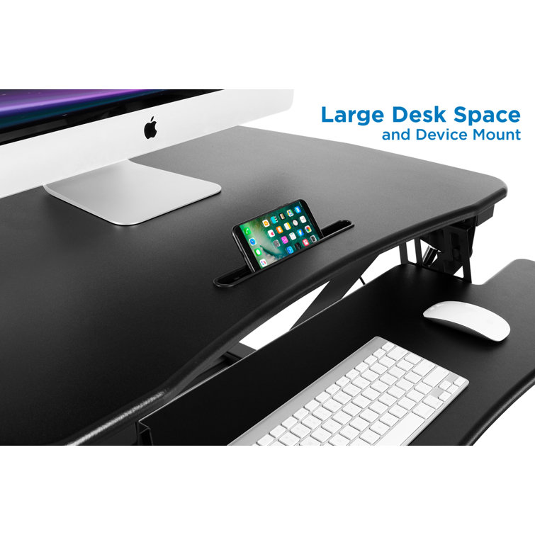 Black Adjustable Metal Standing Desk Converter with Keyboard Tray