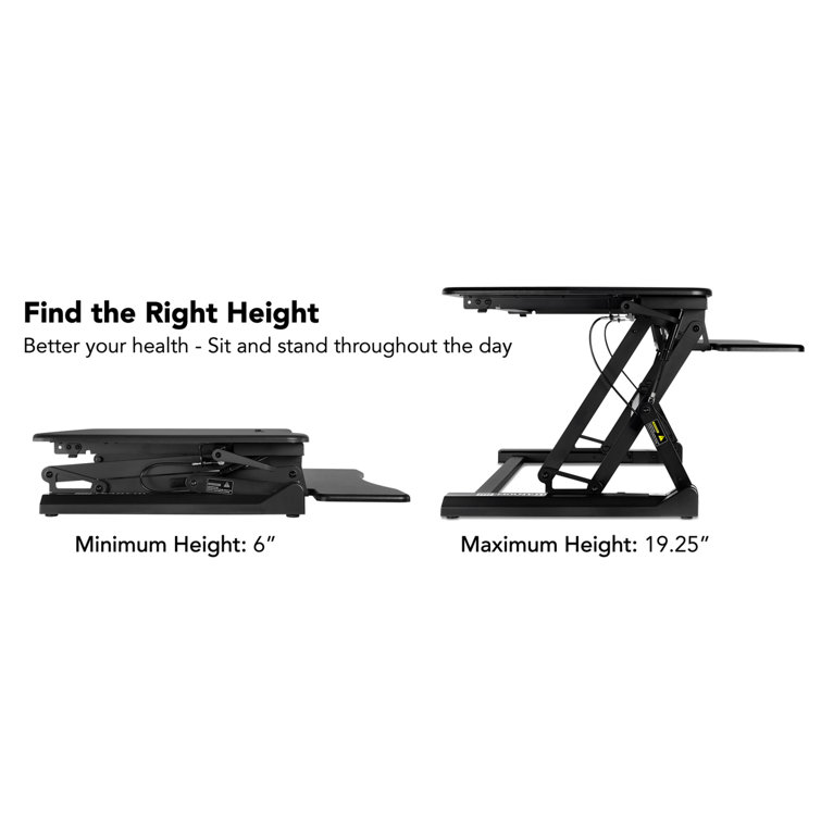 Black Adjustable Metal Standing Desk Converter with Keyboard Tray