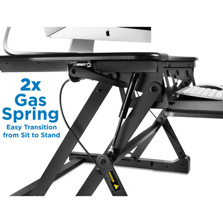 Black Adjustable Metal Standing Desk Converter with Keyboard Tray