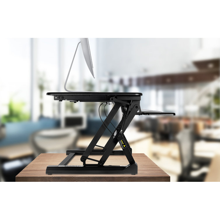 Black Adjustable Metal Standing Desk Converter with Keyboard Tray