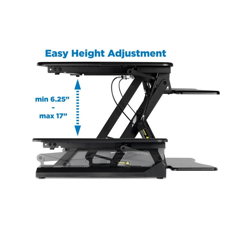Black Adjustable Metal Standing Desk Converter with Keyboard Tray
