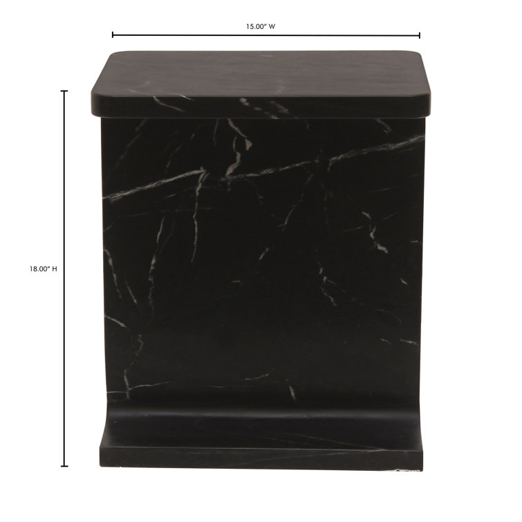 Black Marble Rectangular Pedestal End Table