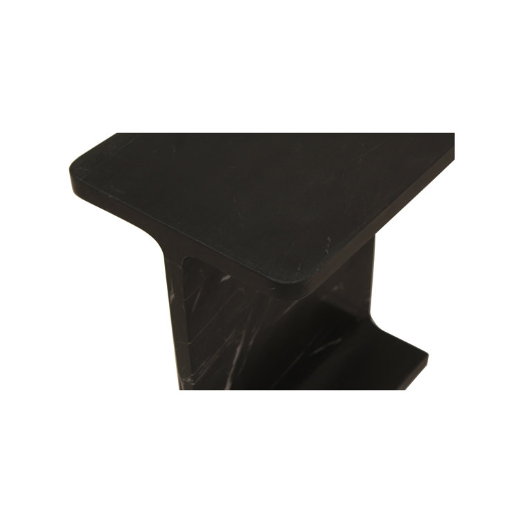 Black Marble Rectangular Pedestal End Table