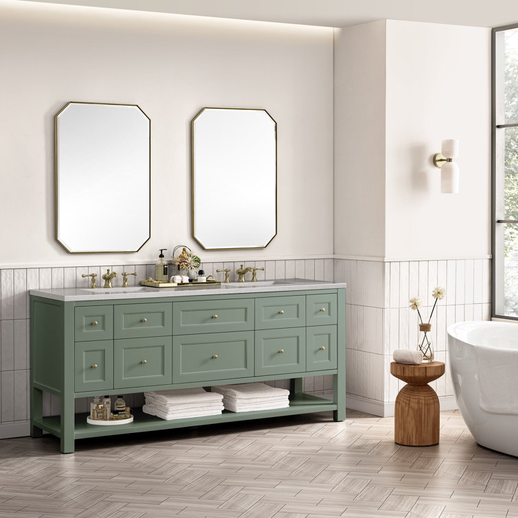Smokey Celadon 72" Double Vanity with Solid Wood and Veneer