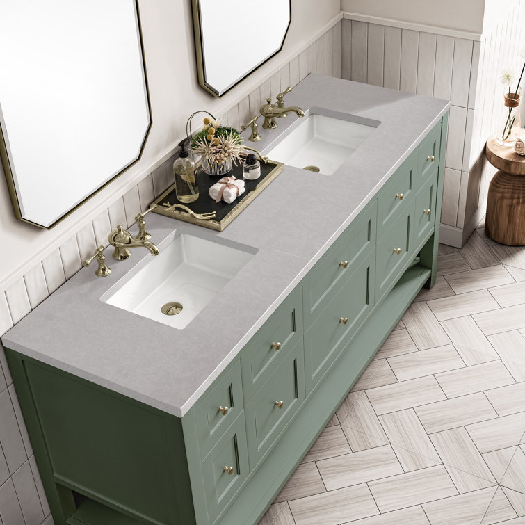 Smokey Celadon 72" Double Vanity with Solid Wood and Veneer