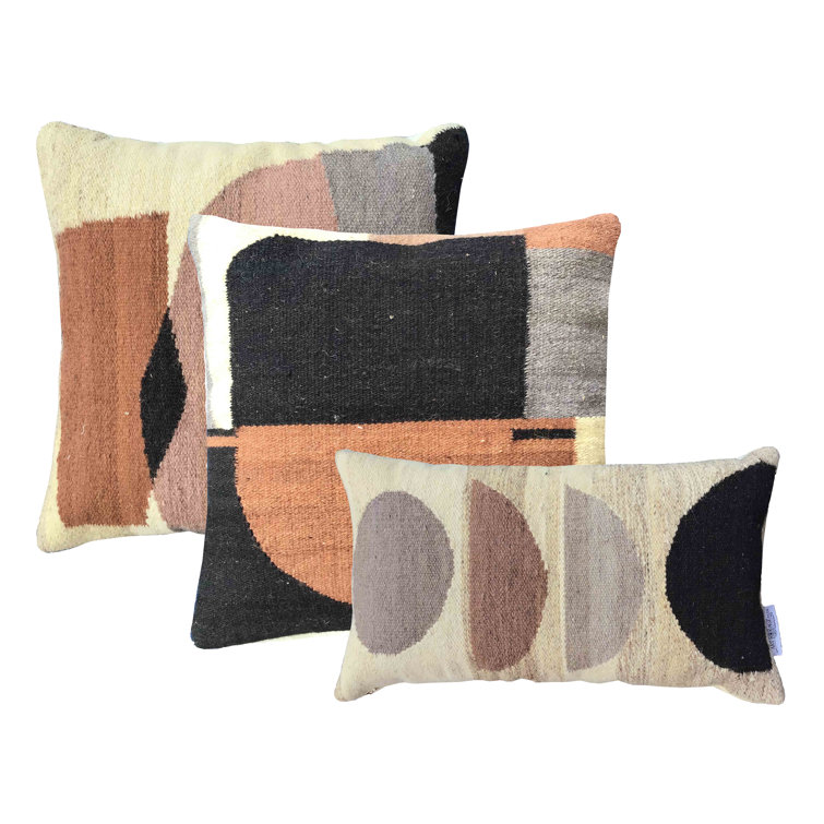 Abstract Multicolor Wool and Polyester Square Throw Pillow