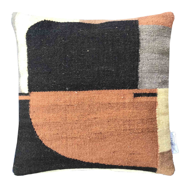 Abstract Multicolor Wool and Polyester Square Throw Pillow