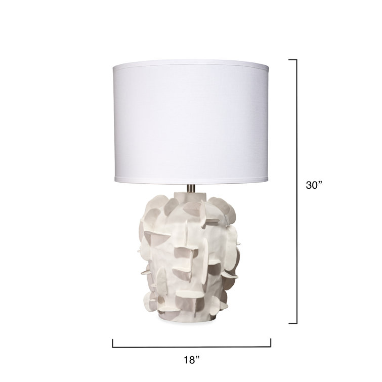 White Ceramic Table Lamp with Linen Drum Shade