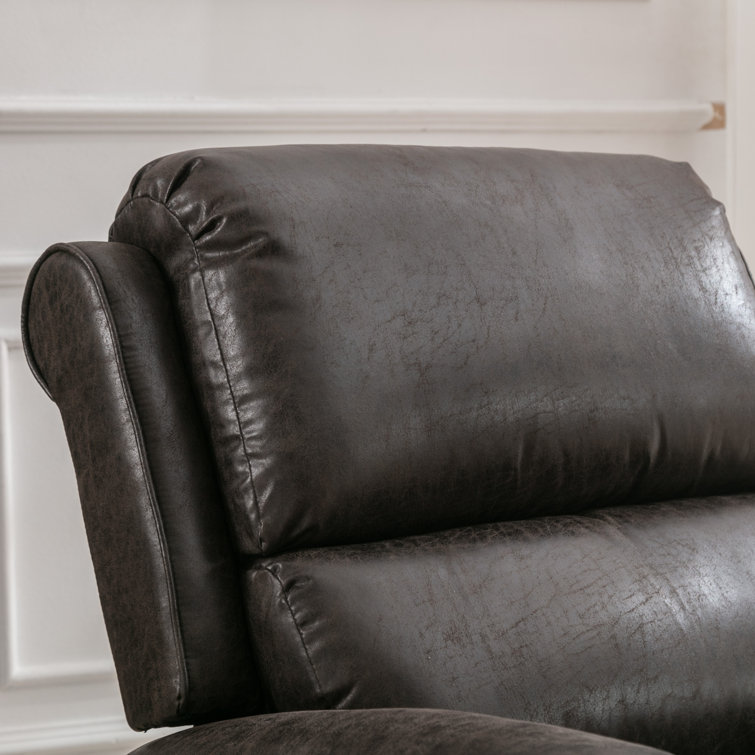 Gray Faux Leather Pushback Recliner with Rivet Decoration