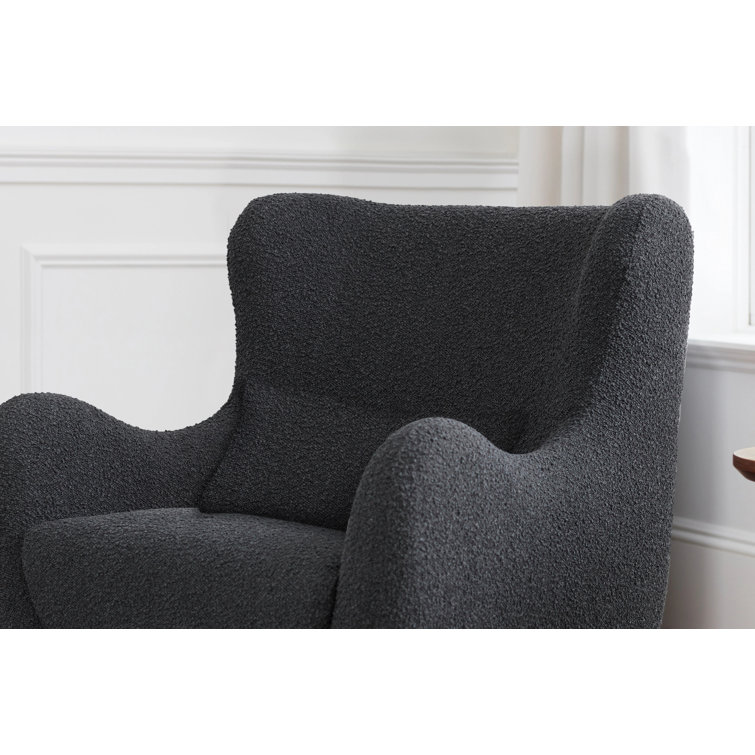Solstice Swivel Glider in Black Boucle with Curved Back