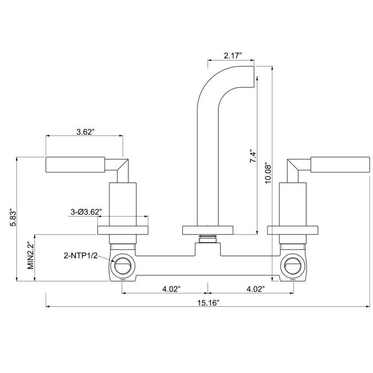 Matte Black Wall-Mounted Solid Brass Bathroom Faucet