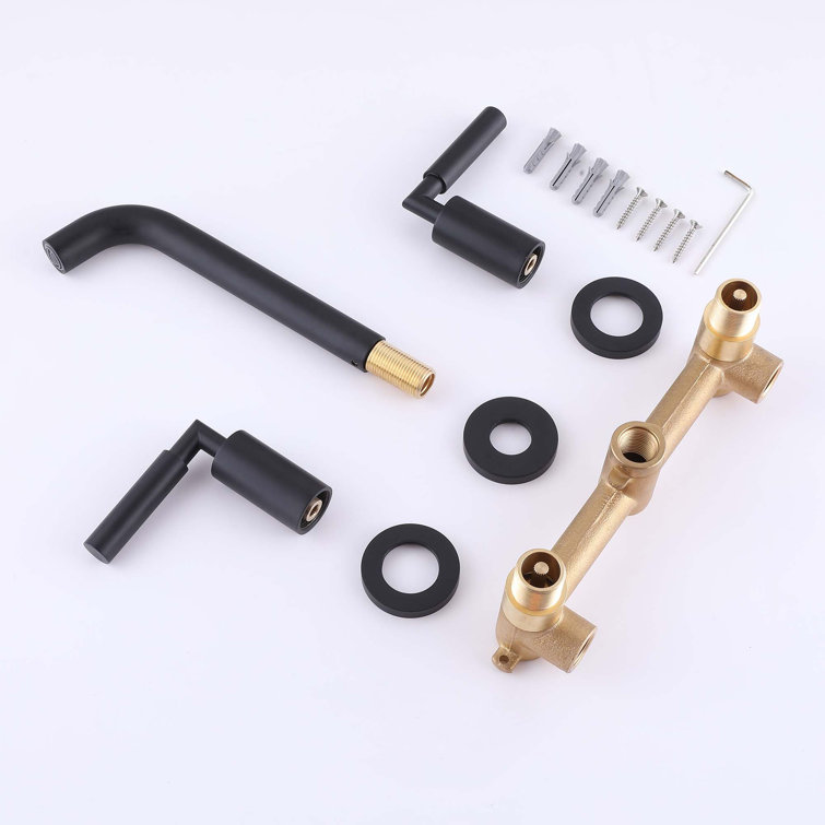 Matte Black Wall-Mounted Solid Brass Bathroom Faucet