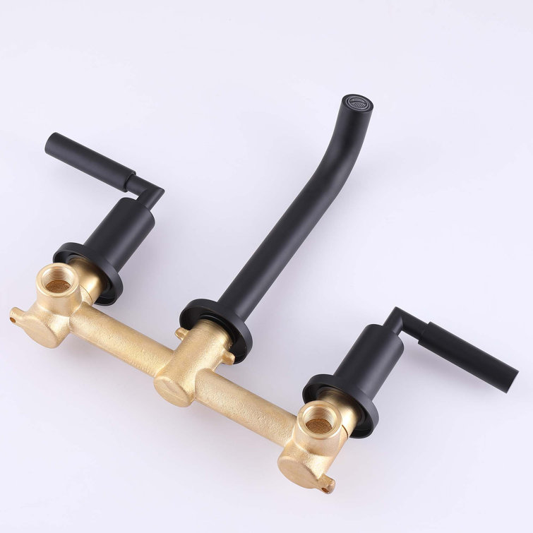 Matte Black Wall-Mounted Solid Brass Bathroom Faucet