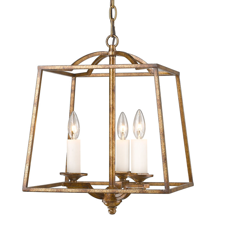 Grecian Gold 3-Light Geometric Steel Chandelier
