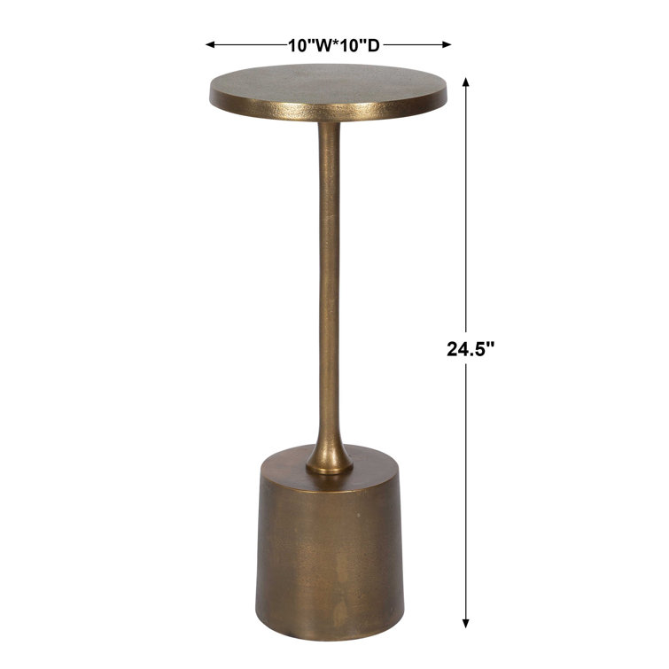 Brass Gold Round Aluminum Pedestal End Table