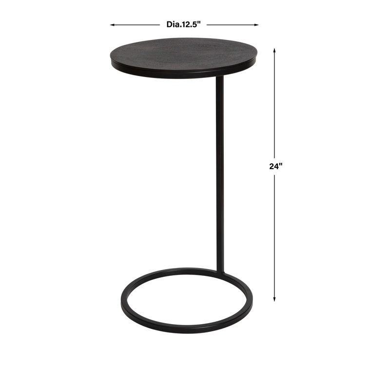 Brunei 13'' Aged Black and Bronze Round Wood & Metal Accent Table