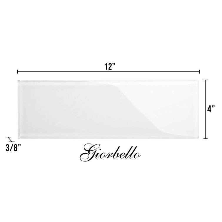 Bright White Glass Subway 4" x 12" Wall Tile