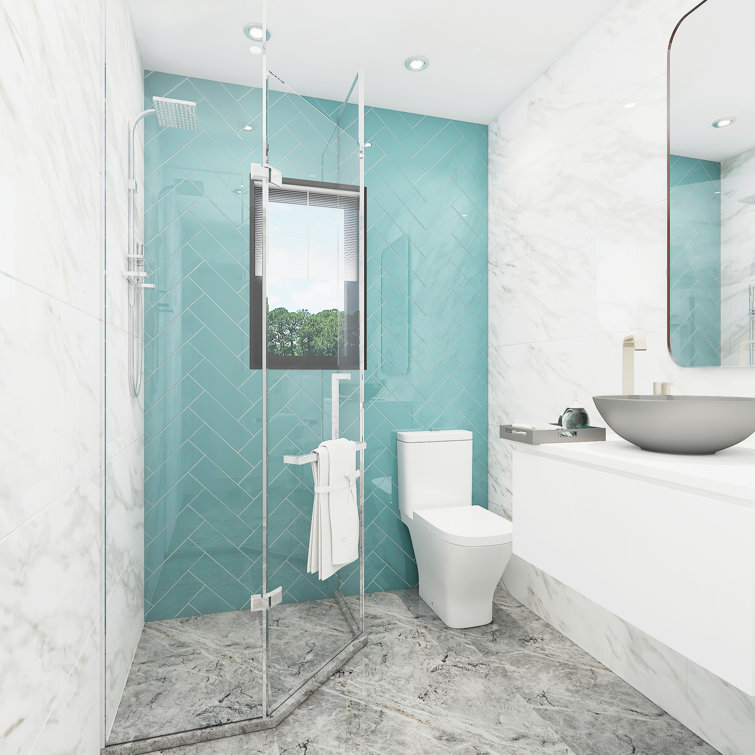 Teal 12" x 4" Glass Subway Tile for Bathroom and Kitchen
