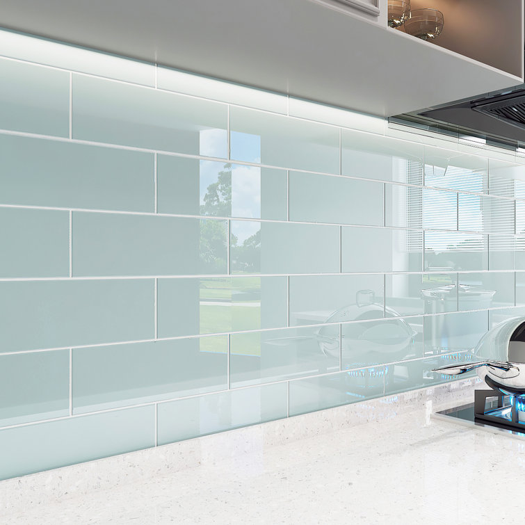 Baby Blue 4" x 12" Glossy Glass Subway Wall Tile